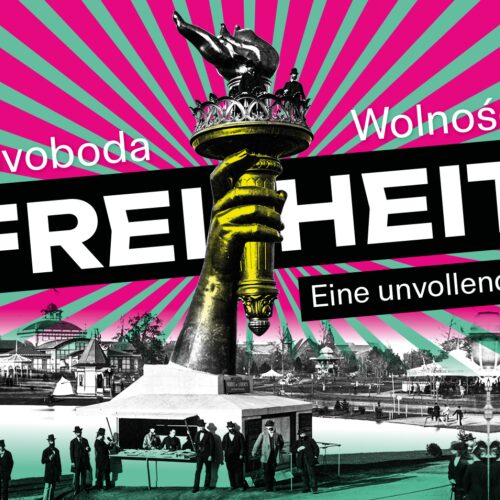 Portrait von Freiheit mit Schriftzug